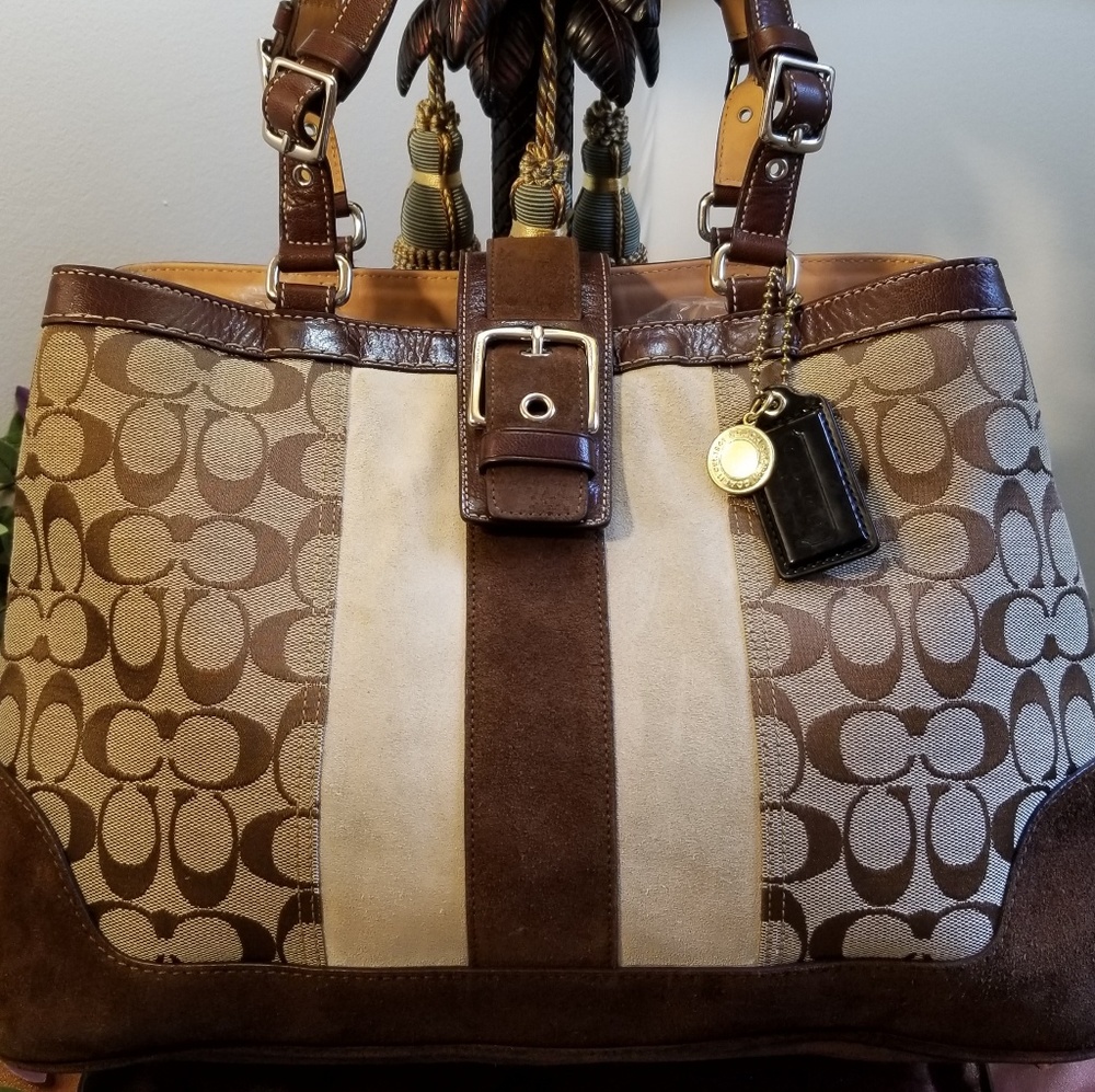 Coach Leather & Suede Hamptons Satchel